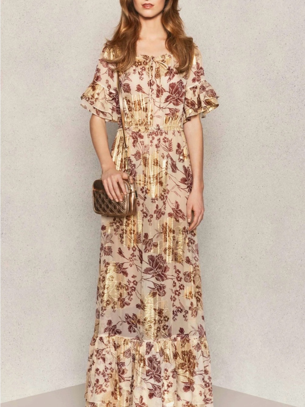 🧡 RUNWAY 2015 NWT DVF Jane Metallic Maxi Dress